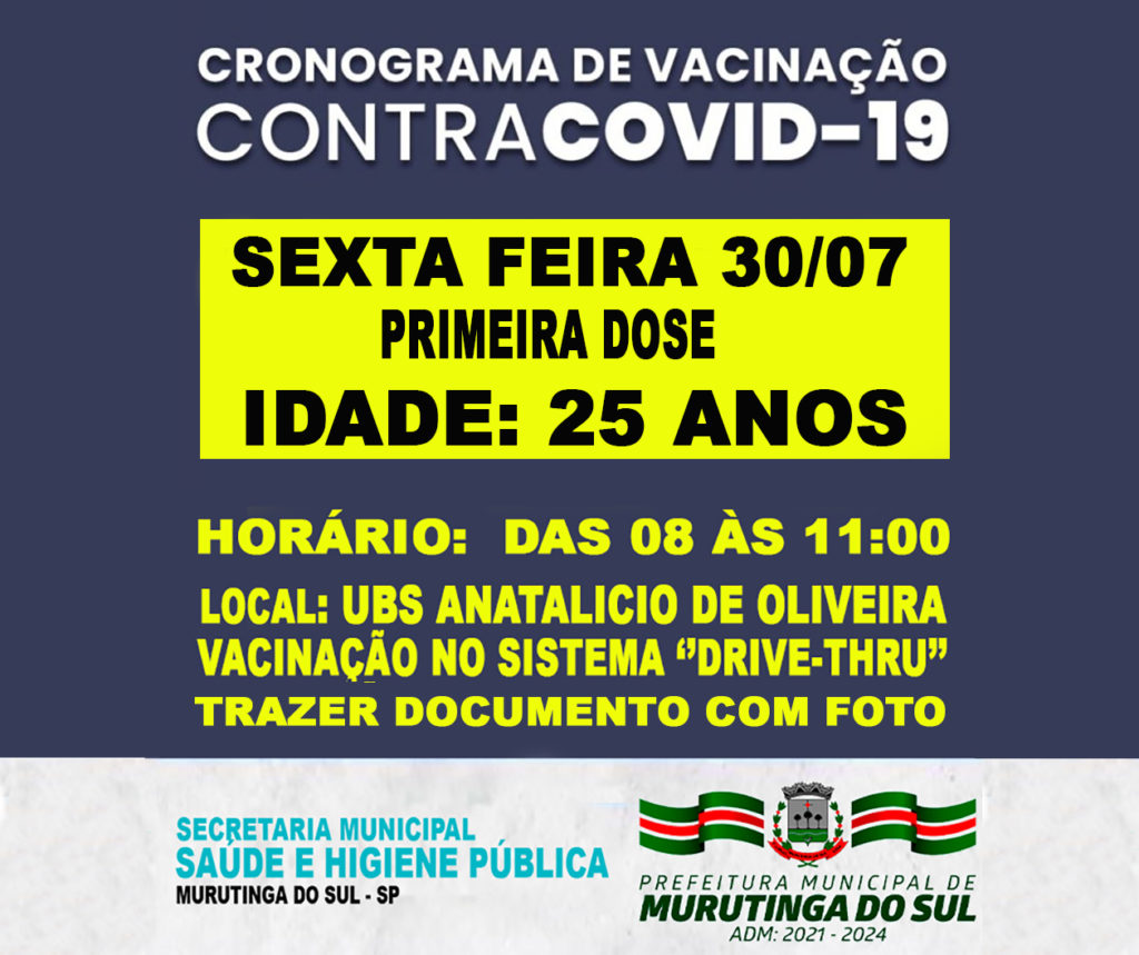 CRONOGRAMA VACINA 25 ANOS