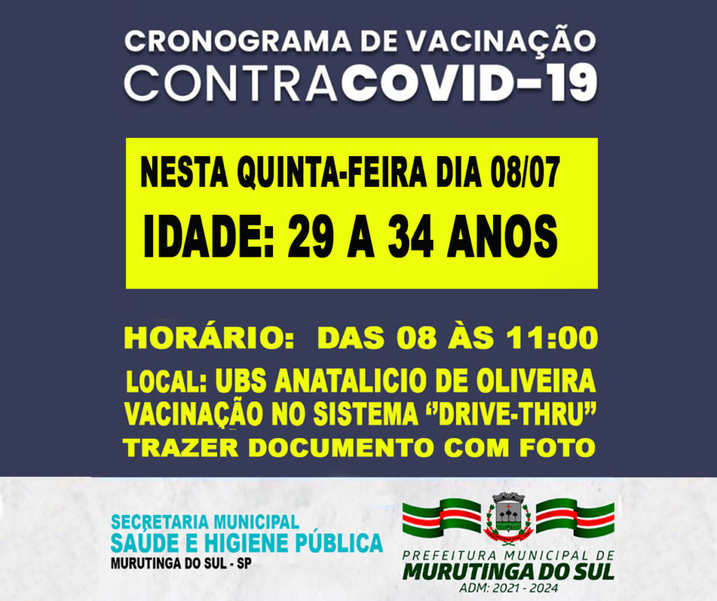 CRONOGRAMA VACINA 29 A 34