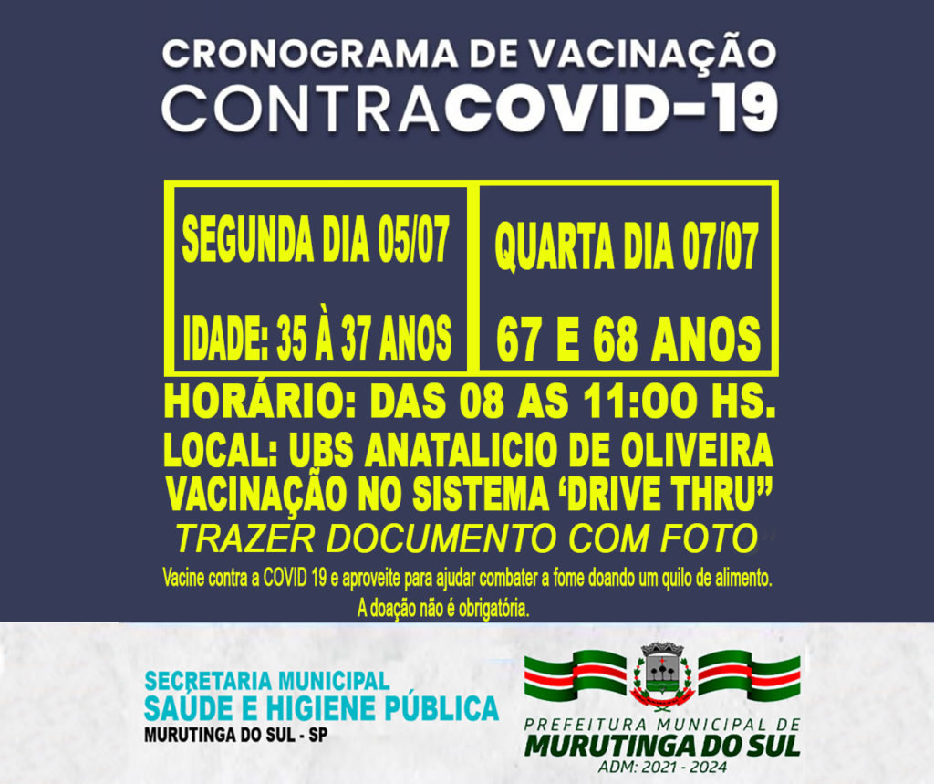 CRONOGRAMA VACINA 35 A 37 ANOS