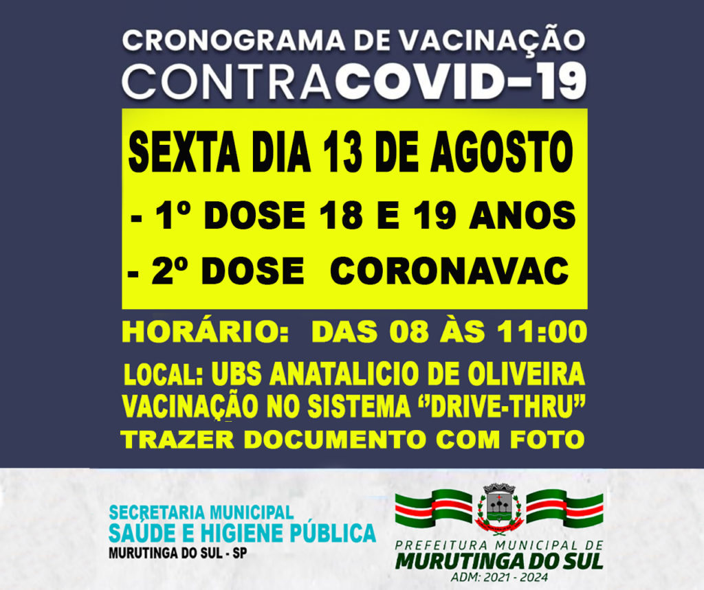 CRONOGRAMA VACINA 18 E 19 ANOS