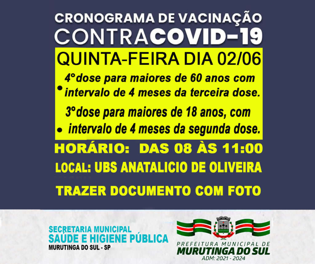 CRONOGRAMA VACINA 02 06 2022